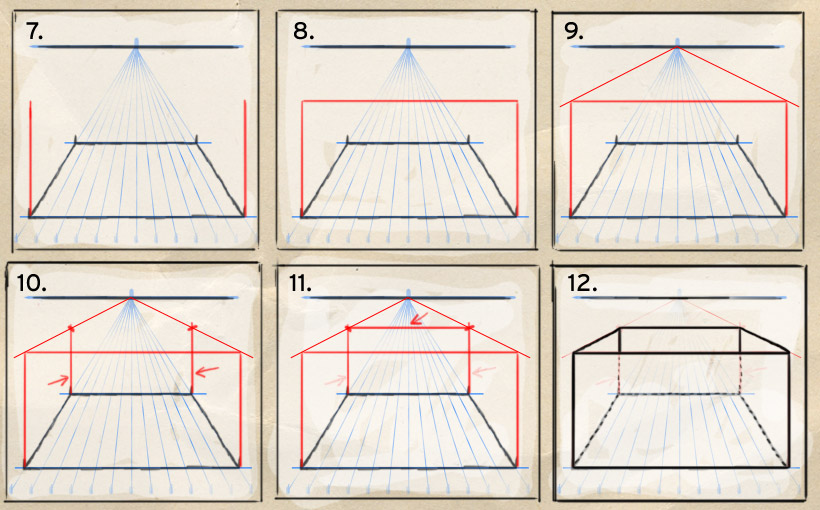 Perspective drawing: construction of the space