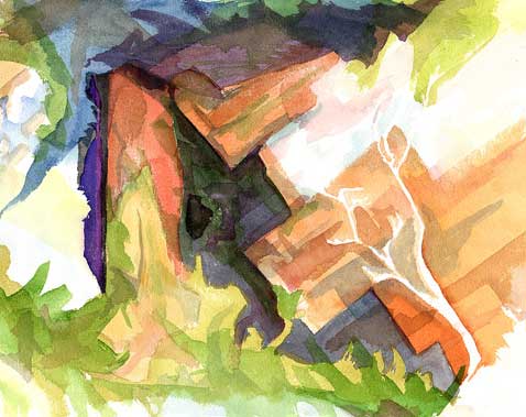 Watercolor abstract landscape