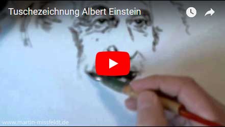 Albert Einstein Portrait, Ink-Drawing