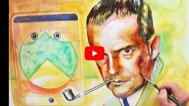 Watercolor portrait of Paul Klee